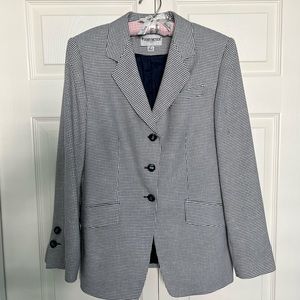 Vintage John Meyer of Norwich Black & White Houndstooth Pattern Blazer-Size 10